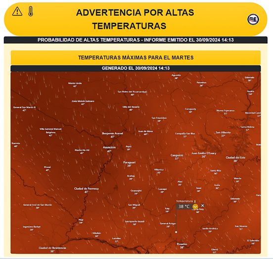 Alerta Por Altas Temperaturas para este Martes.