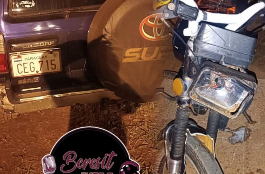 Motociclista ebrio colisiona contra camioneta en San Ignacio Misiones.